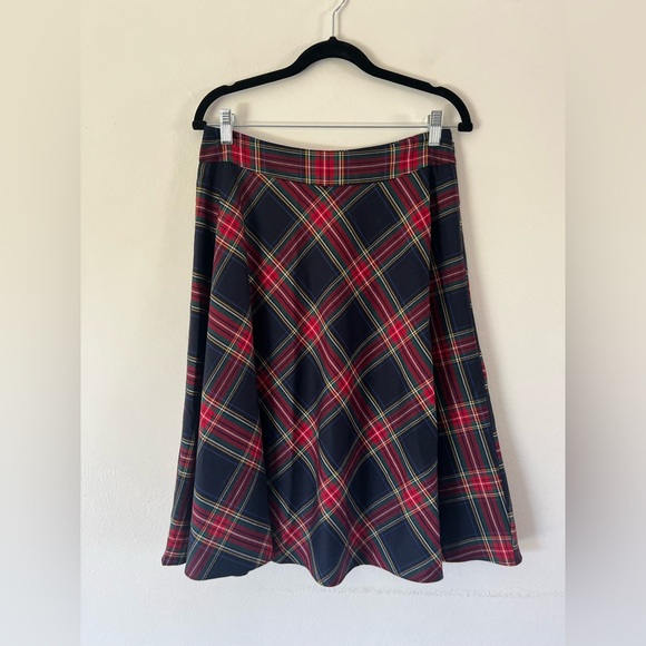 Talbots Red Plaid Wool Blend Fit & Flare Midi Skirt Size 6 - Picture 1 of 8